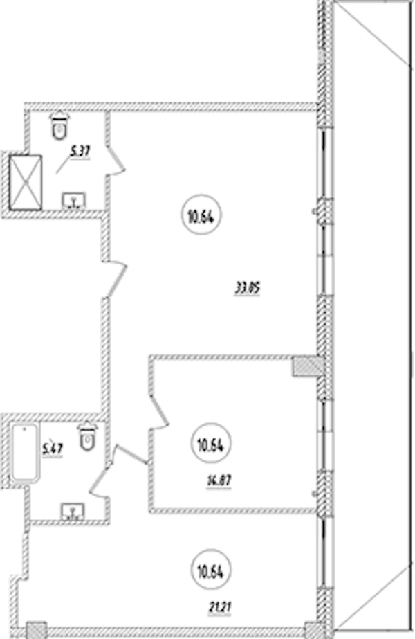 2-комнатная квартира 80.77 м², 10/9 эт., Апарт-отель «Апарт отель Well»